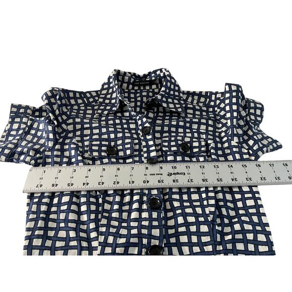 The Limited Women's Navy Blue White Dress Short Sleeve Full Button RN 54874 - Picture 4 of 12